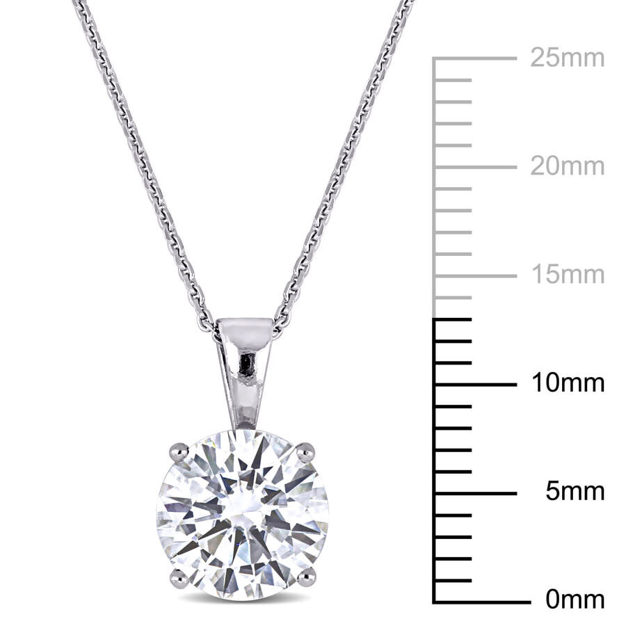 Amour 2 Ct Dew Created Moissanite Solitaire Pendant With Chain In 14k White Gold In White