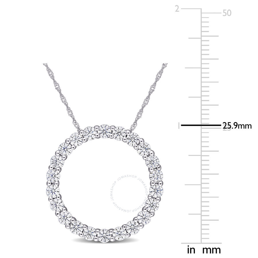 Amour 2 1/5 Ct Dew Created Moissanite Circle Pendant With Chain In 14k White Gold In White