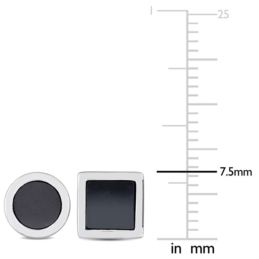Amour Men's 2-piece Set 1 5/8ct Tgw Hematite Square And Round Stud Earrings In Sterling Silver In White