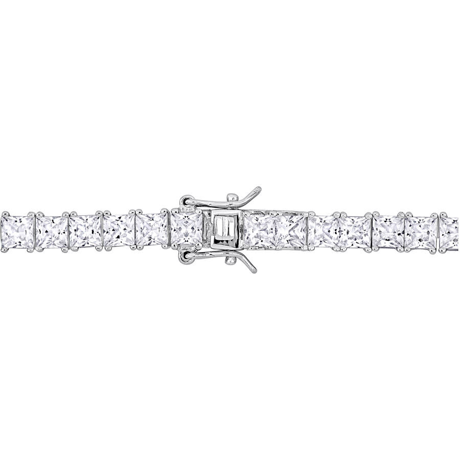 Amour Men's 2-piece Set 63ct Tgw Created White Sapphire Tennis Necklace And Bracelet In Sterling Sil In White