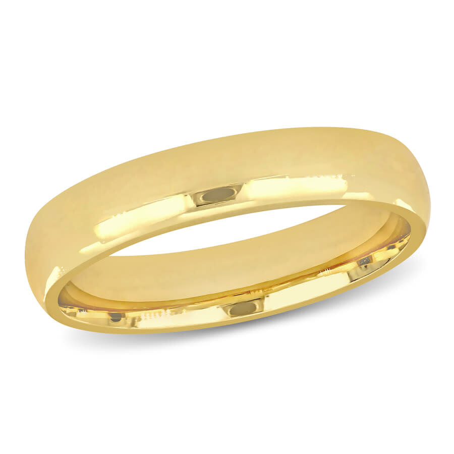 Amour Men's 4.5mm Finish Comfort Fit Wedding Band In 14k Yellow Gold In Yellow