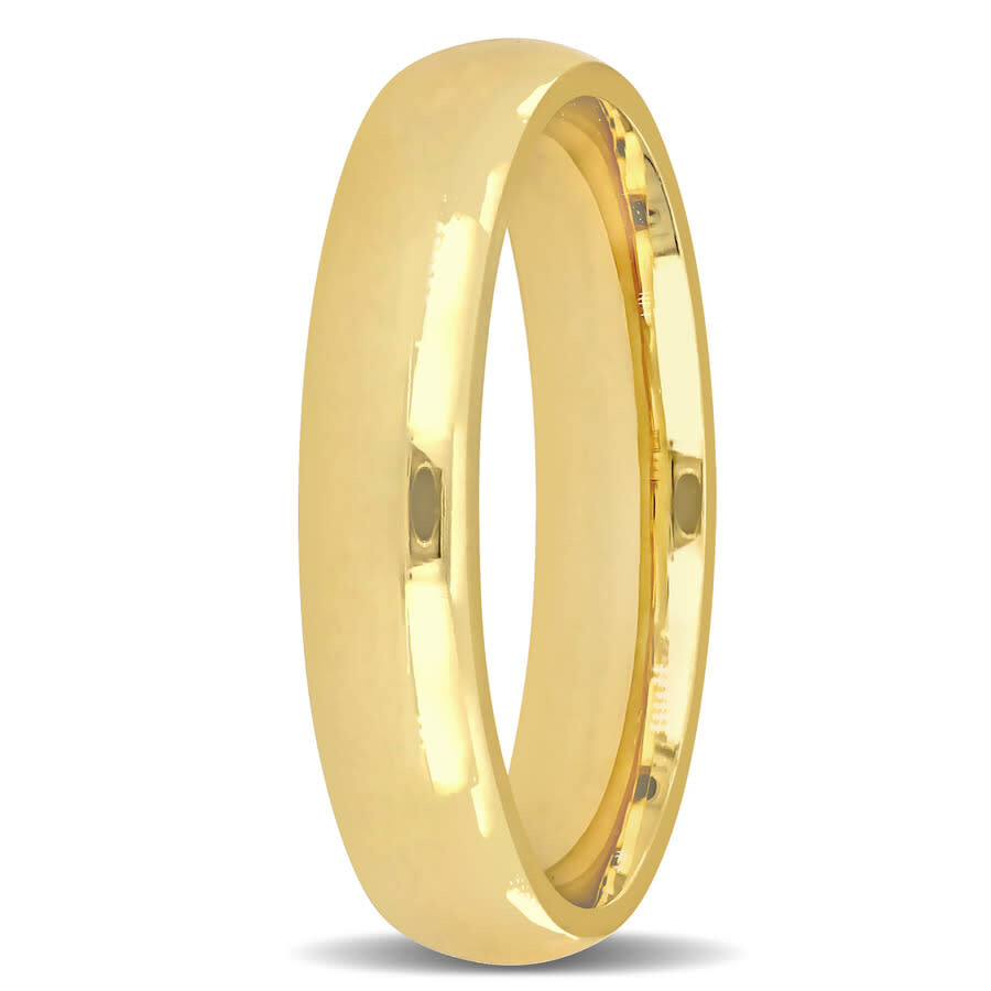 Amour Men's 4.5mm Finish Comfort Fit Wedding Band In 14k Yellow Gold In Yellow