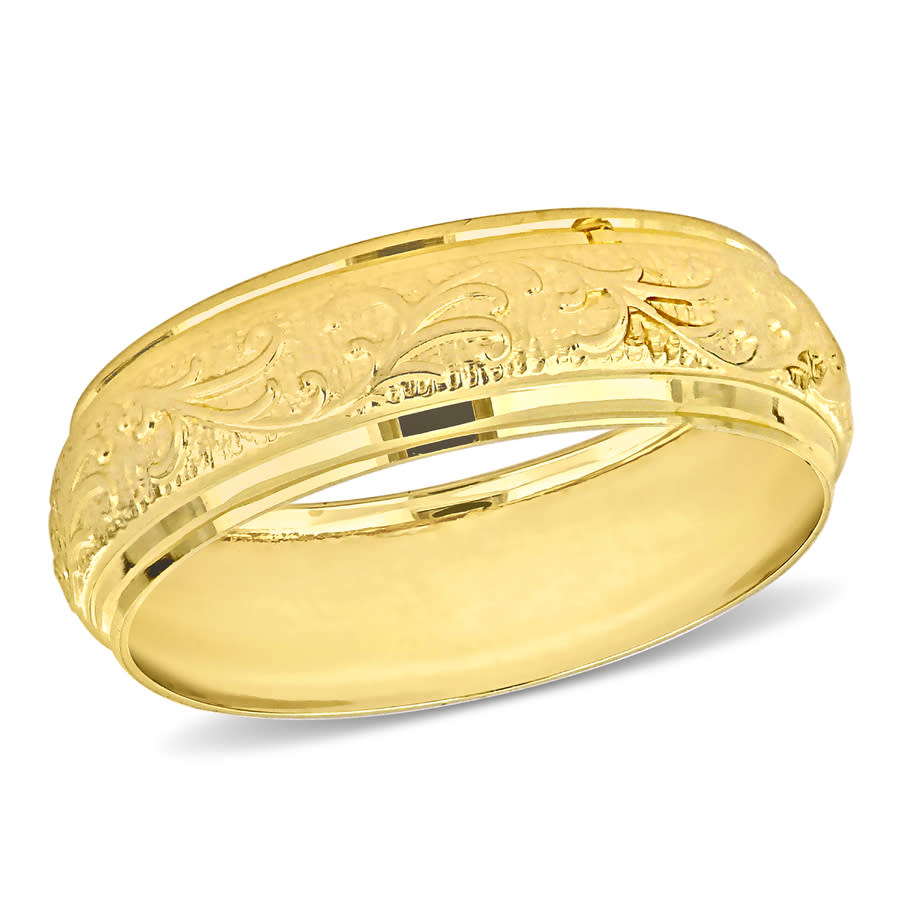 thumbnail image 2 of Men's Stainless Steel Gold Filigree Eternity Wedding Band – Simulated Diamonds Sizes 8-13 2 of 5