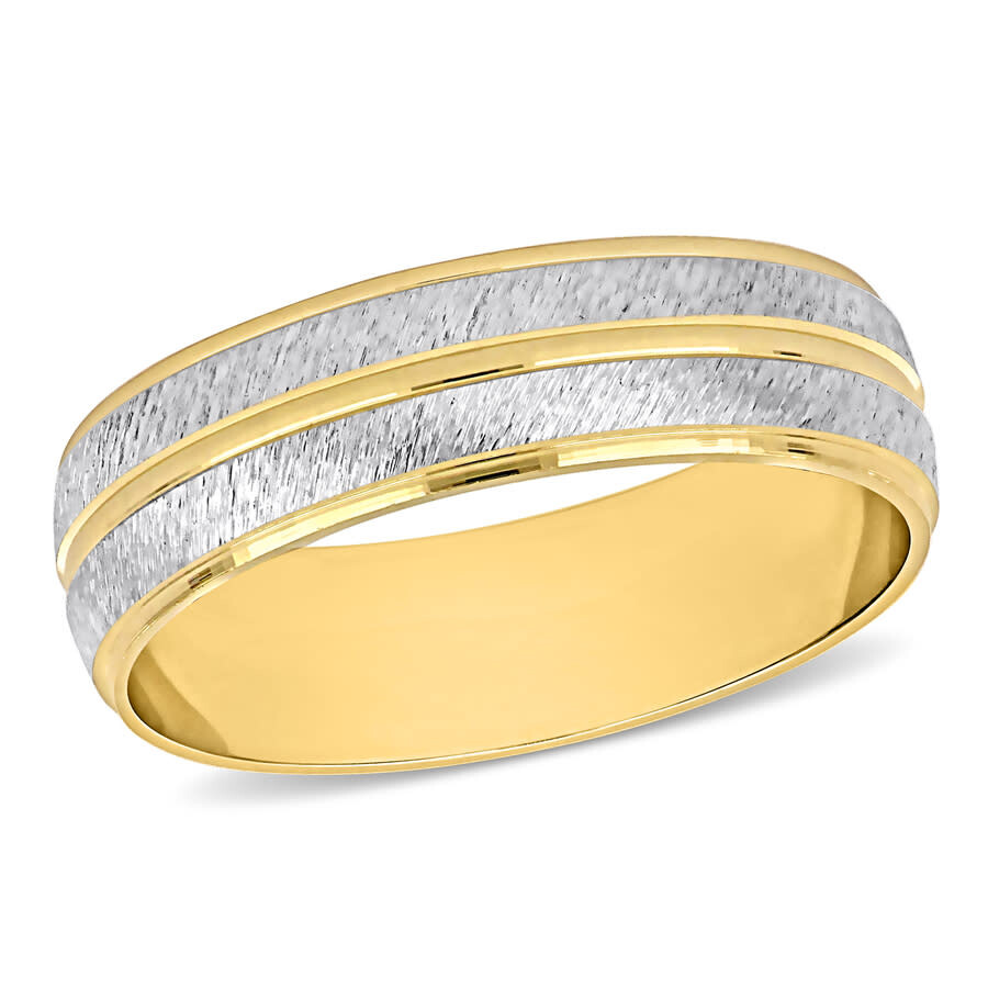 Shop Amour Men's 6mm Double Row Wedding Band In 14k 2-tone Matte And Yellow And White Gold In Two Tone