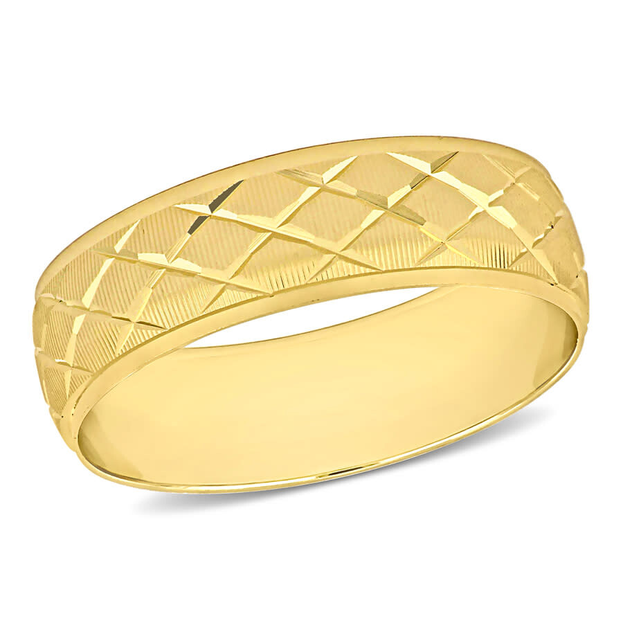 Shop Amour Men's 6mm Lattice Wedding Band In 14k Yellow Gold