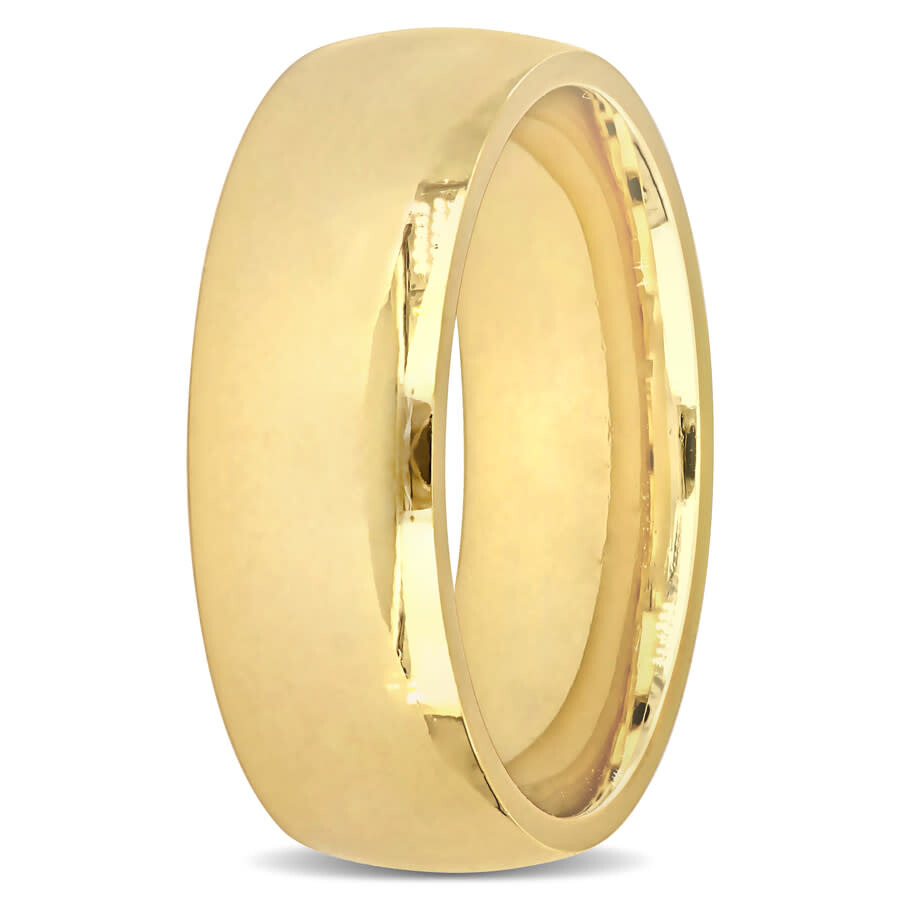 Amour Men's 7.5mm Finish Comfort Fit Wedding Band In 14k Yellow Gold In Yellow