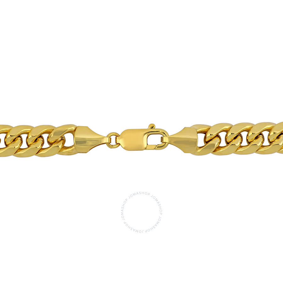 Amour Men's 9.25mm Miami Cuban Link Chain Necklace In 10k Yellow Gold- 22 In In Yellow