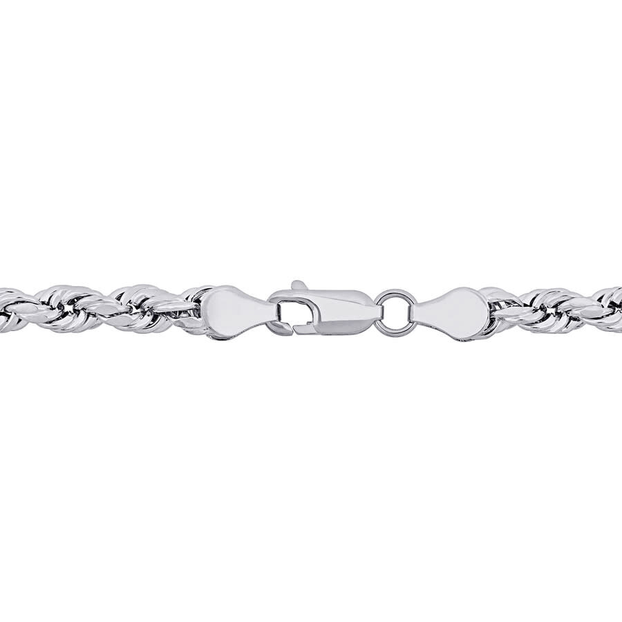 Amour 18 Inch Rope Chain Necklace In Sterling Silver With Lobster Clasp (5mm) In White