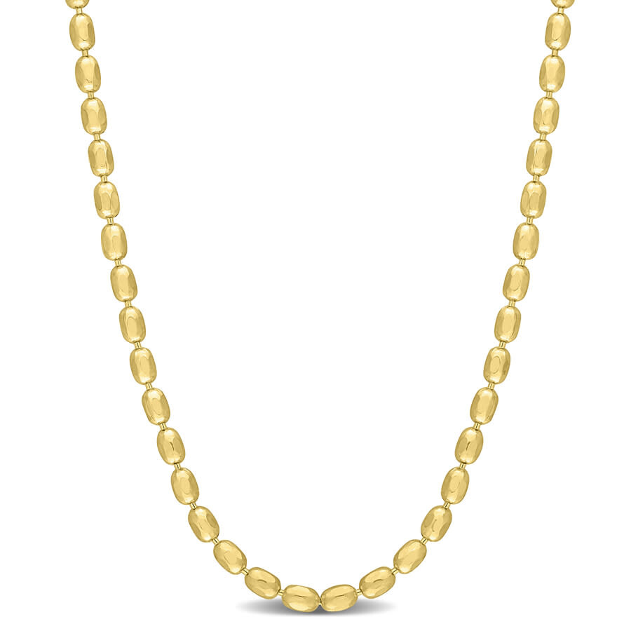 Amour Oval Ball Chain Necklace In Yellow Plated Sterling Silver In Yellow
