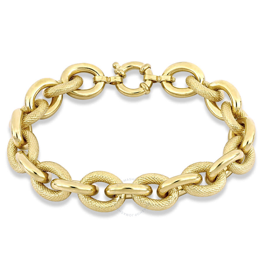 Amour Oval Link Bracelet In Yellow Plated Sterling Silver In Yellow