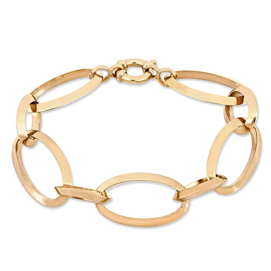 Amour Oval Link Bracelet In Yellow Plated Sterling Silver In Yellow