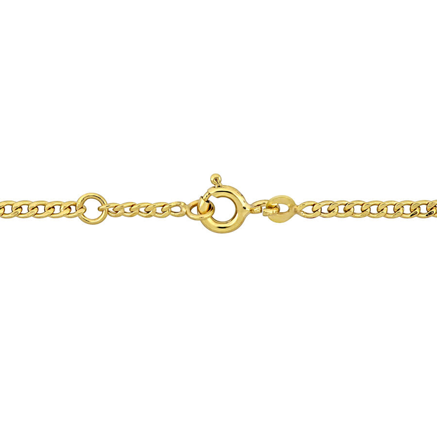 Amour Pink Enamel Heart Charm Id Bracelet In 14k Yellow Gold - 5+0.5 In. In Yellow