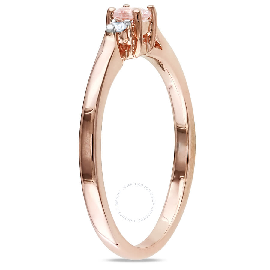 Amour Round Cut Morganite And Diamond Accent Ring In Rose Plated Sterling Silver In Pink