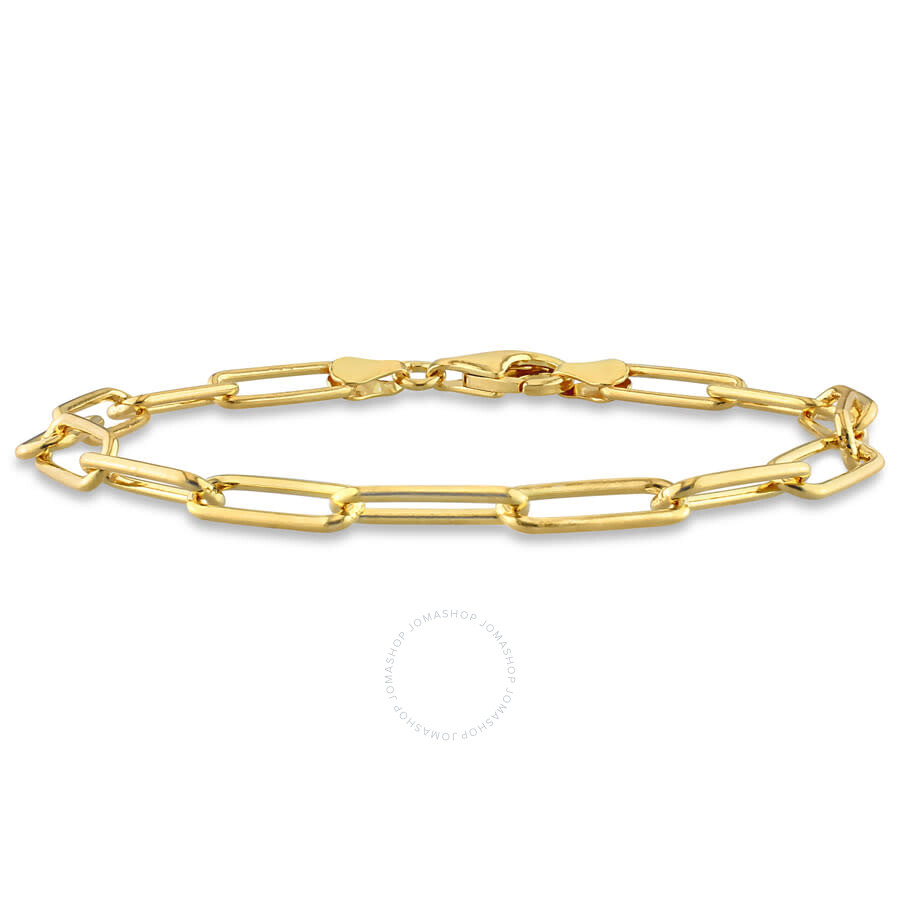 Amour 5mm Paperclip Chain Bracelet In Yellow Plated Sterling Silver 7.5 In In Yellow