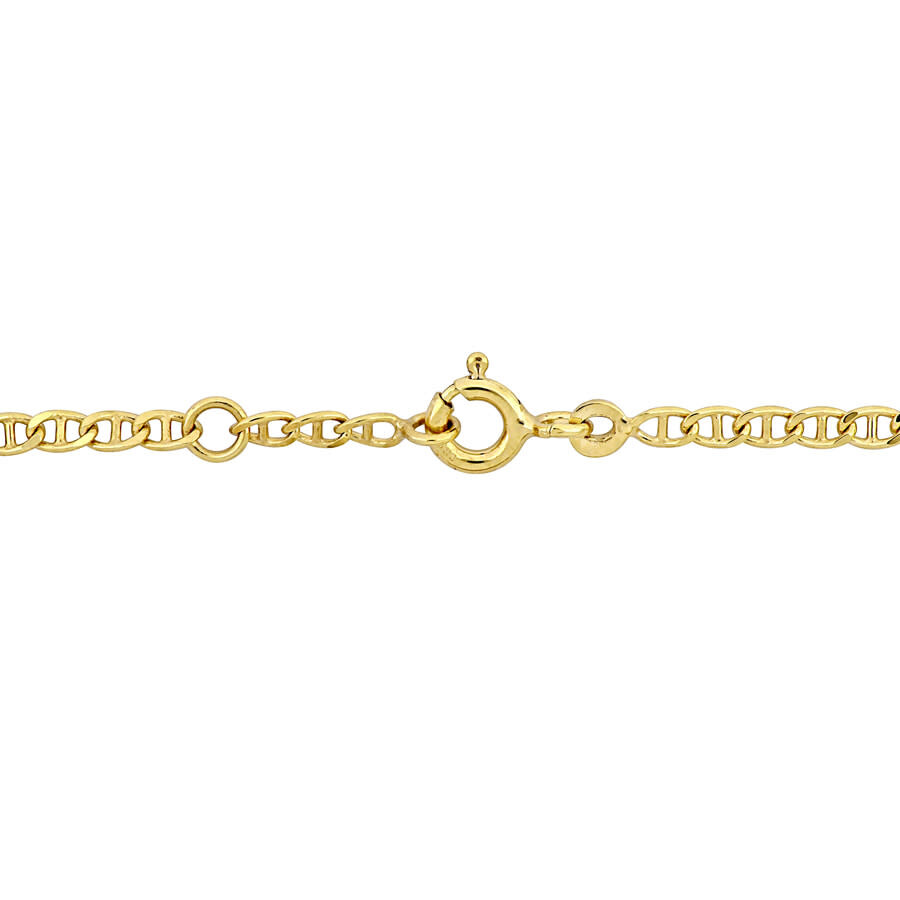 Amour Red Enamel Heart Charm Marine Link Chain Id Bracelet In 14k Yellow Gold - 5+0.5 In. In Yellow