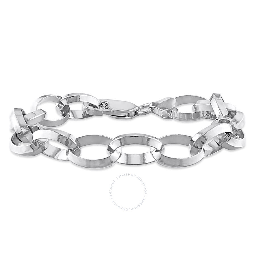 Amour Rolo Chain Bracelet In Sterling Silver In White