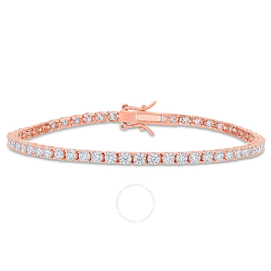 Amour 5 1/10 Ct Dew Created Moissanite Tennis Bracelet In Rose Gold Plated Sterling Silver In Rose Gold-tone