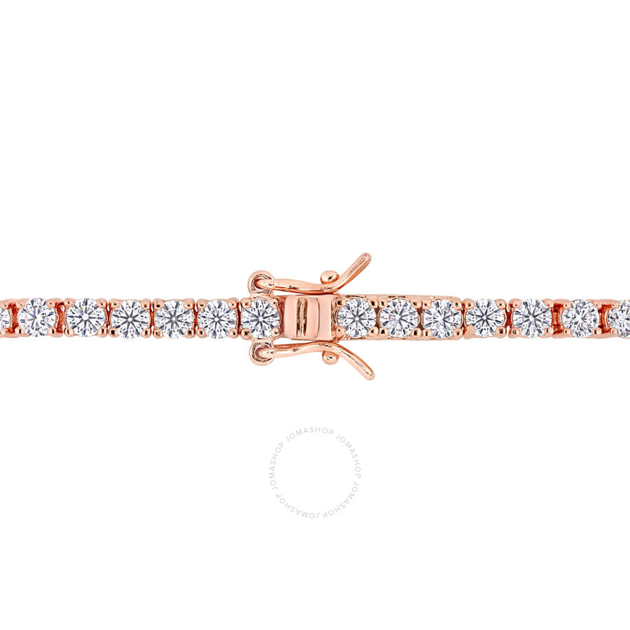 Amour 5 1/10 Ct Dew Created Moissanite Tennis Bracelet In Rose Gold Plated Sterling Silver In Rose Gold-tone