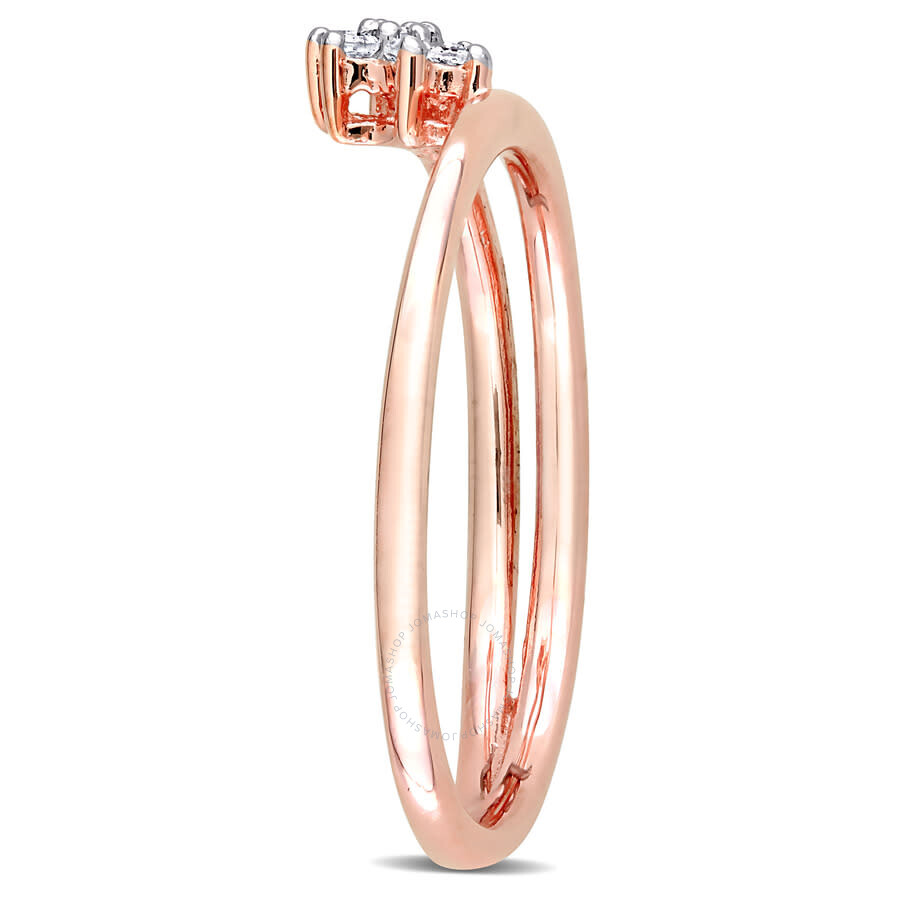 Amour Diamond Accent Floral Promise Ring In Rose Plated Sterling Silver In Pink