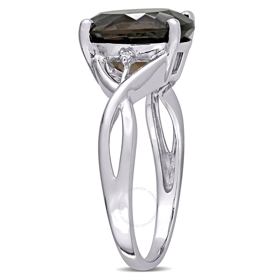 Amour 3 3/4 Ct Tgw Oval Cut Smokey Quartz And Diamond Accent Ring In Sterling Silver In White