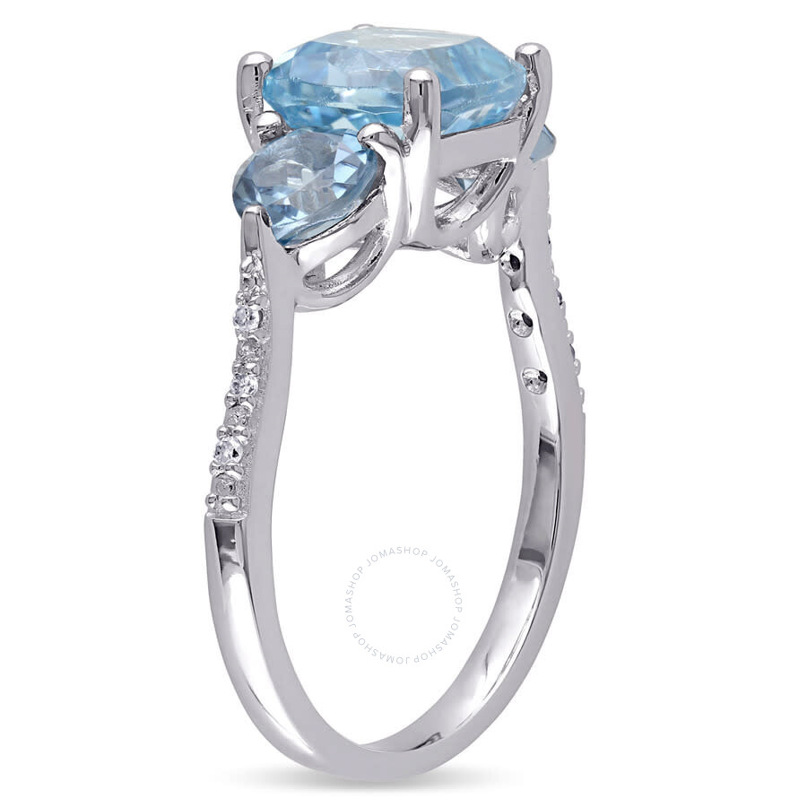 Amour 3 1/2 Ct Tgw Cushion Cut Sky And London Blue Topaz And Diamond Accent Ring In Sterling Silver In White