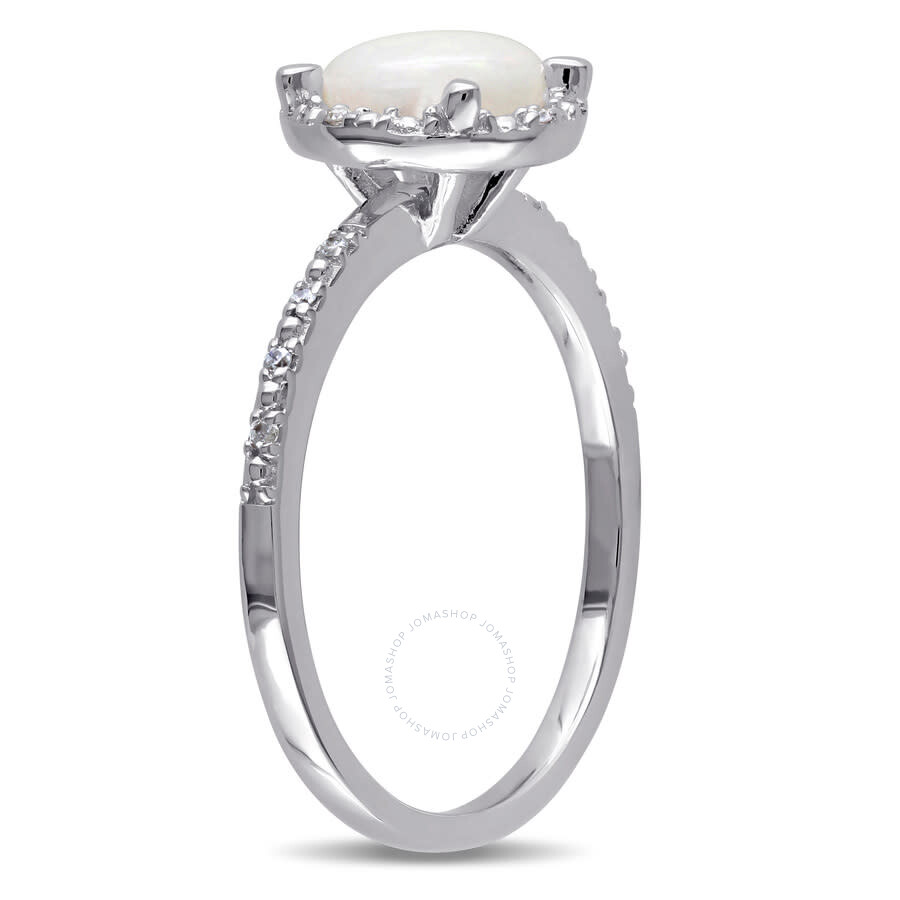 Amour Opal And Diamond Accent Halo Ring In Sterling Silver In White