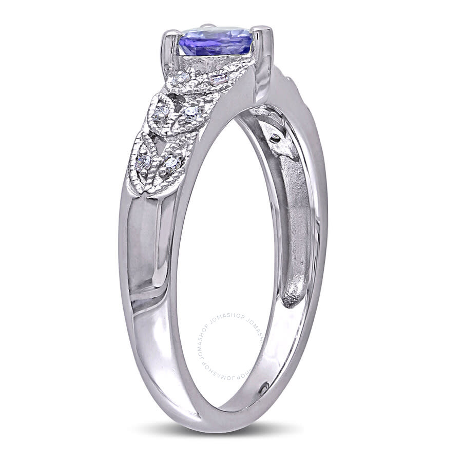 Amour Tanzanite And Diamond Accent Vintage Heart Ring In Sterling Silver In White