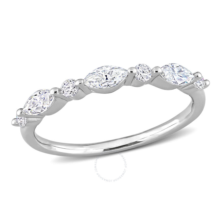 Shop Amour 1/2 Ct Dew Created Moissanite Semi-eternity Ring In Sterling Silver In White