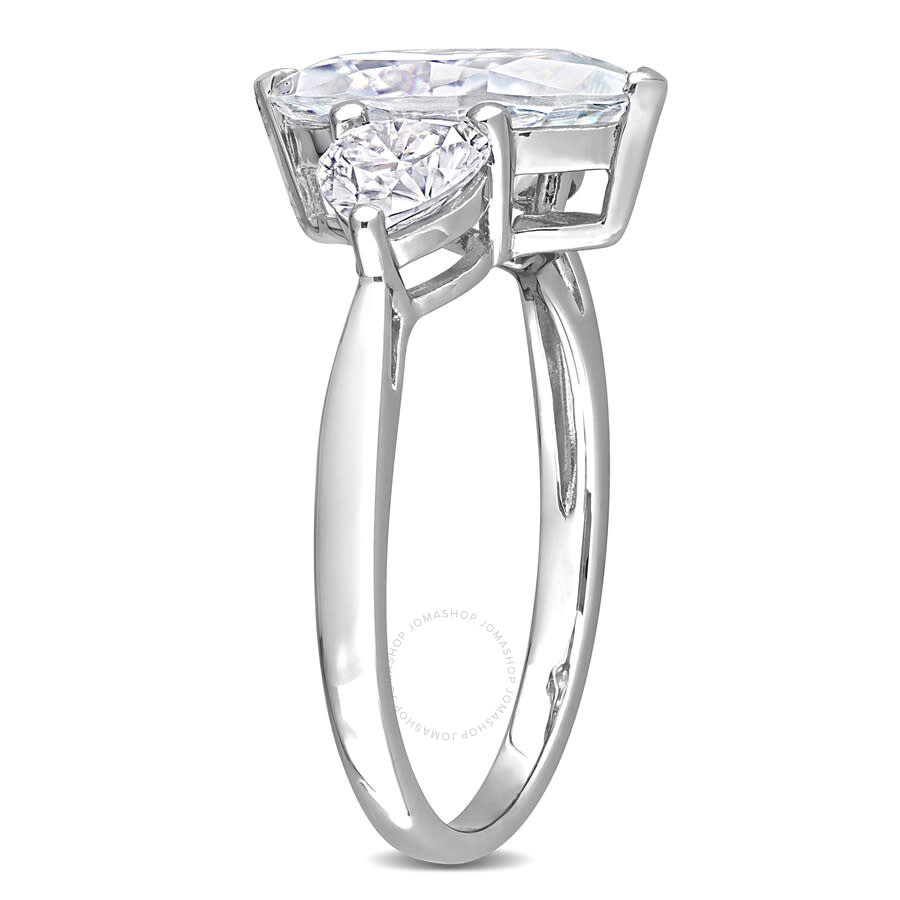 Amour 2 1/2 Ct Dew Created Moissanite Three-stone Engagement Ring In Sterling Silver In White