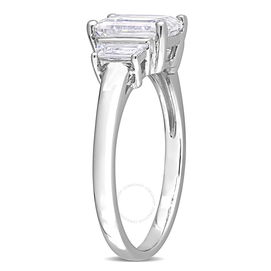 Amour 2 1/3 Ct Dew Created Moissanite Three-stone Engagement Ring In Sterling Silver In White