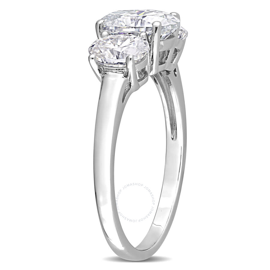Amour 2 1/4 Ct Dew Created Moissanite Three-stone Engagement Ring In Sterling Silver In White