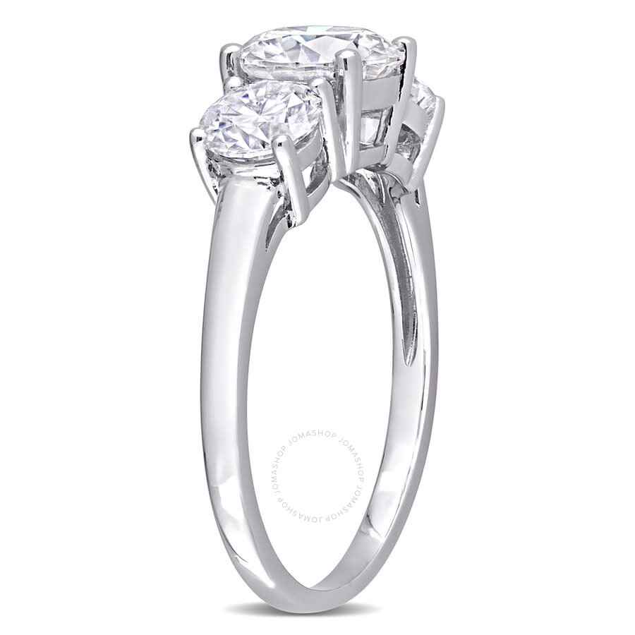 Amour 2 1/4 Ct Dew Created Moissanite Three-stone Engagement Ring In Sterling Silver In White