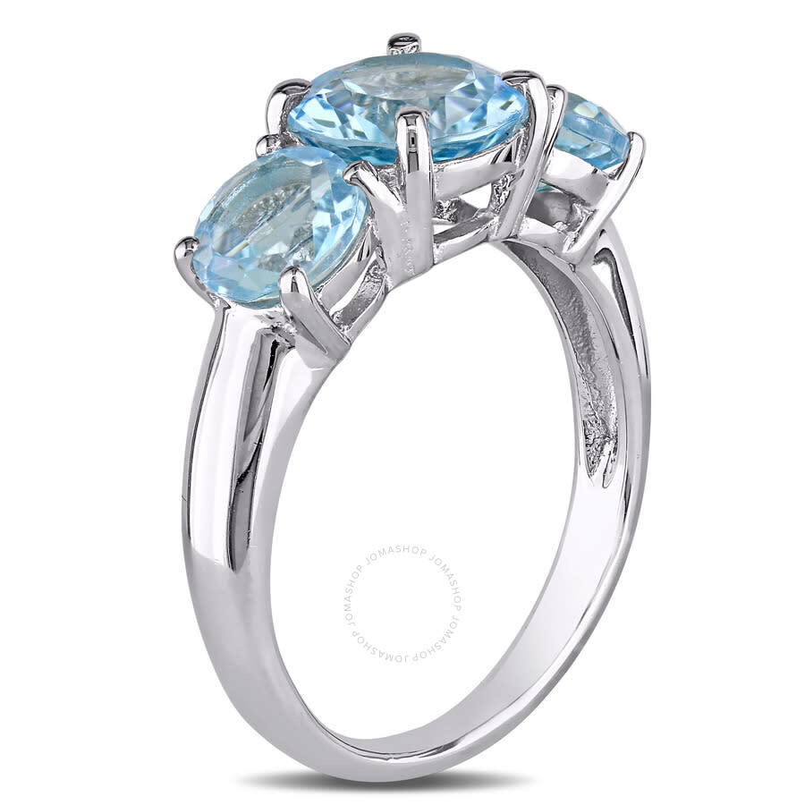 Amour 4 3/8 Ct Tgw Blue Topaz 3-stone Ring In Sterling Silver In White