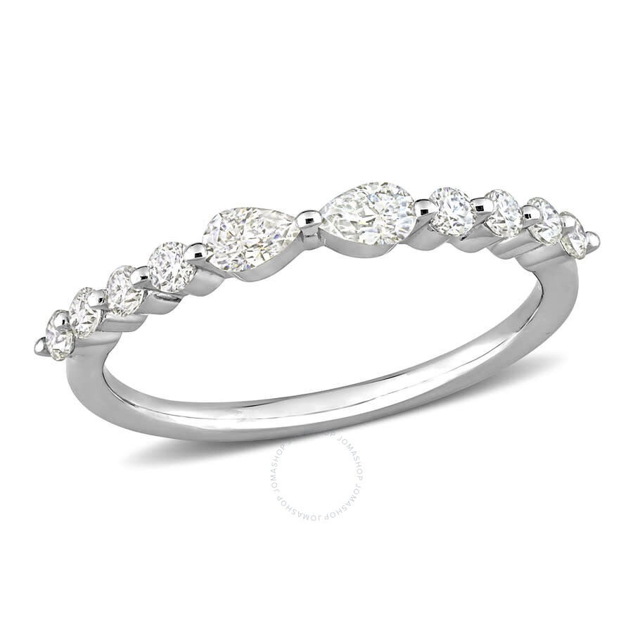 Shop Amour 5/8 Ct Dew Created Moissanite Semi-eternity Ring In Sterling Silver In White