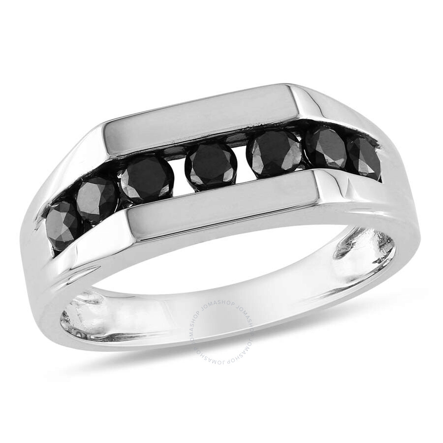 Shop Amour 1 Ct Tw Men's Channel Set Black Diamond Ring In Sterling Silver In Black / Silver