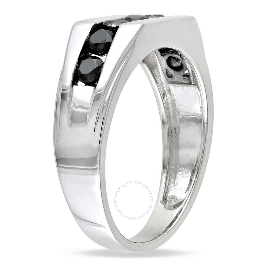 Amour 1 Ct Tw Men's Channel Set Black Diamond Ring In Sterling Silver In Black / Silver