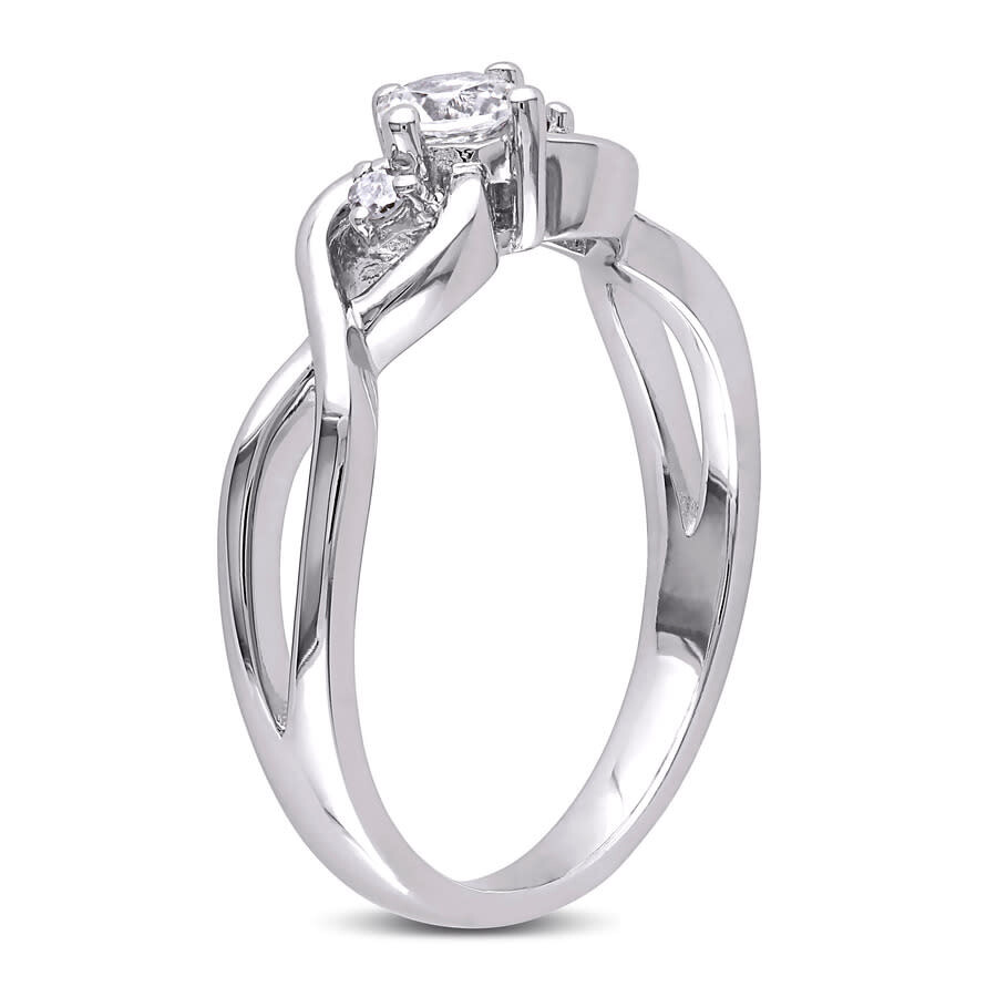 Shop Amour Created White Sapphire And Diamond Infinity Ring In Sterling Silver