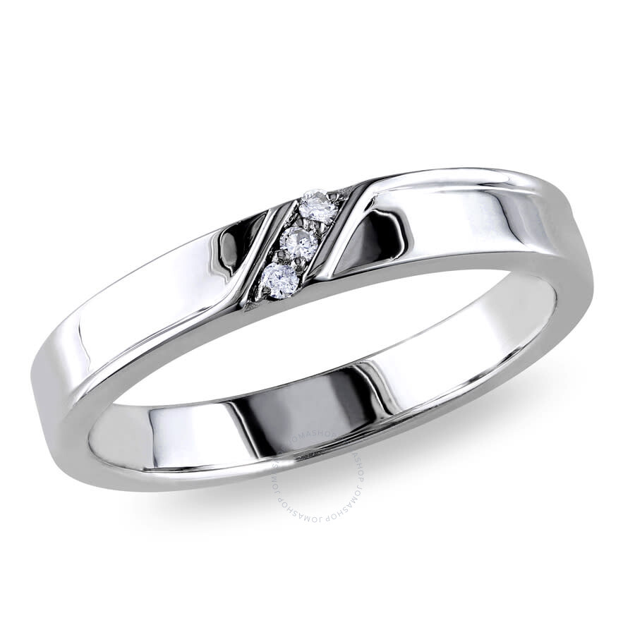 Shop Amour Diamond 3-stone Men's Ring In Sterling Silver In White