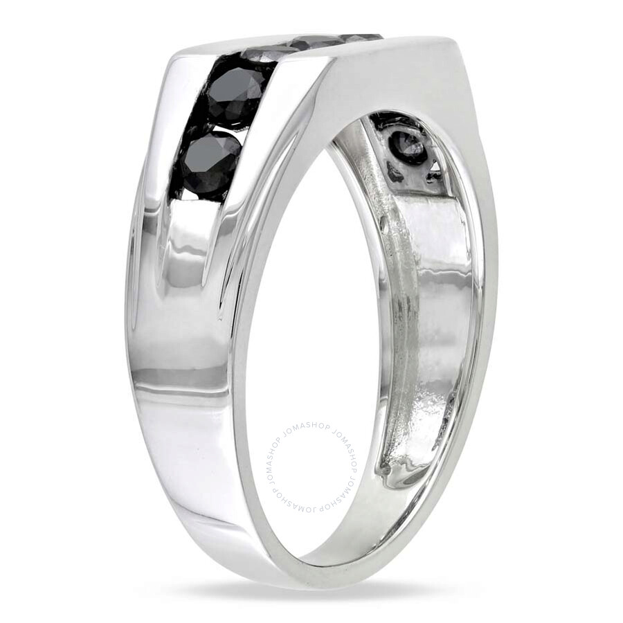 Amour 1 Ct Tw Men's Channel Set Black Diamond Ring In Sterling Silver In Black / Silver