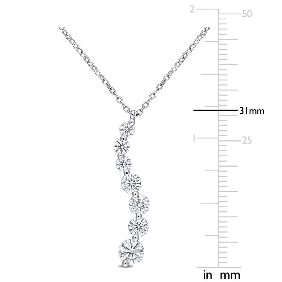 Amour 1 1/2 Ct Dew Created Moissanite Journey Pendant With Chain In Sterling Silver In White