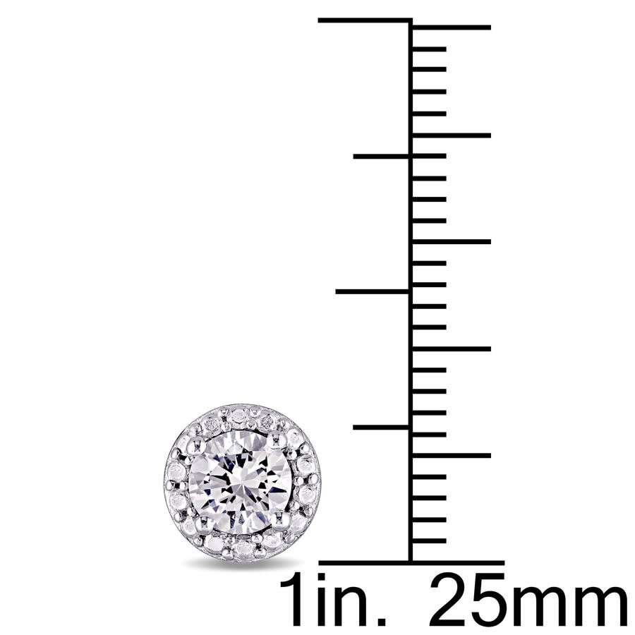 Amour Created White Sapphire Halo Stud Earrings In Sterling Silver In White
