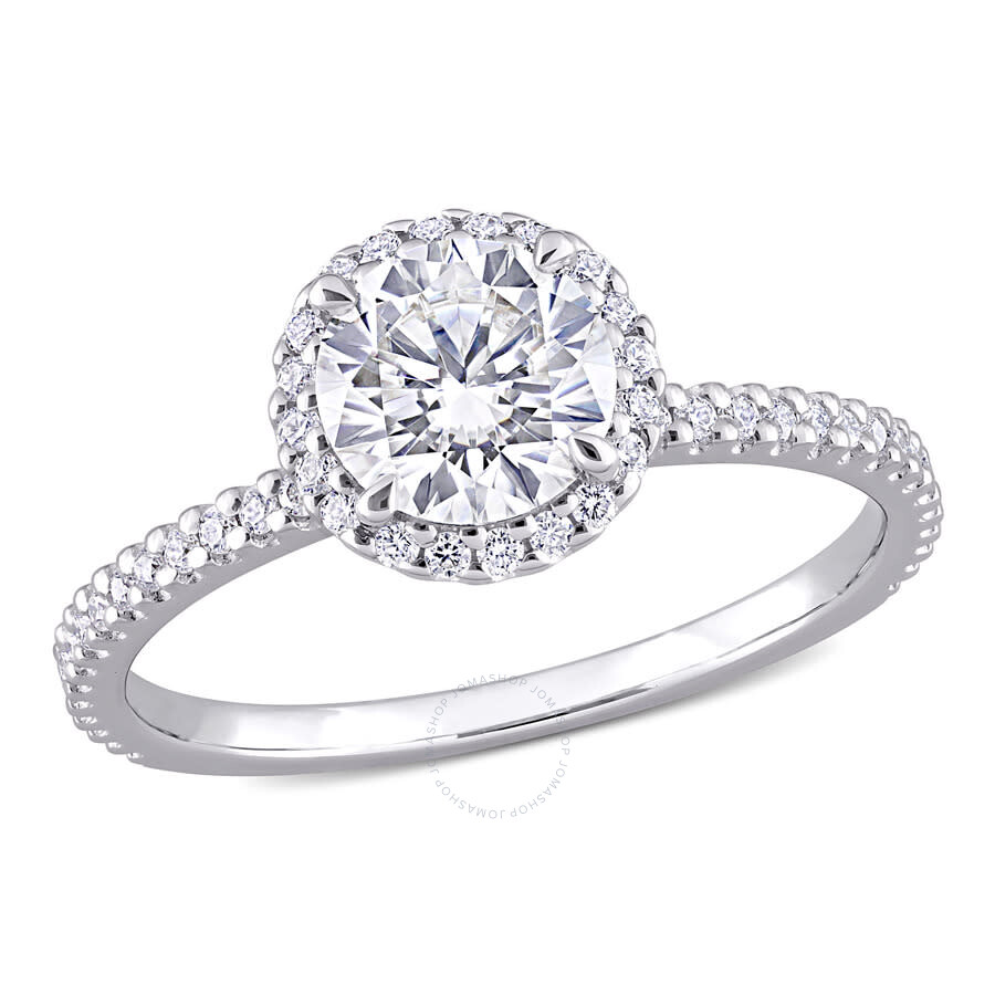 Shop Amour 1 1/4 Ct Dew Created Moissanite Halo Ring In Sterling Silver In White