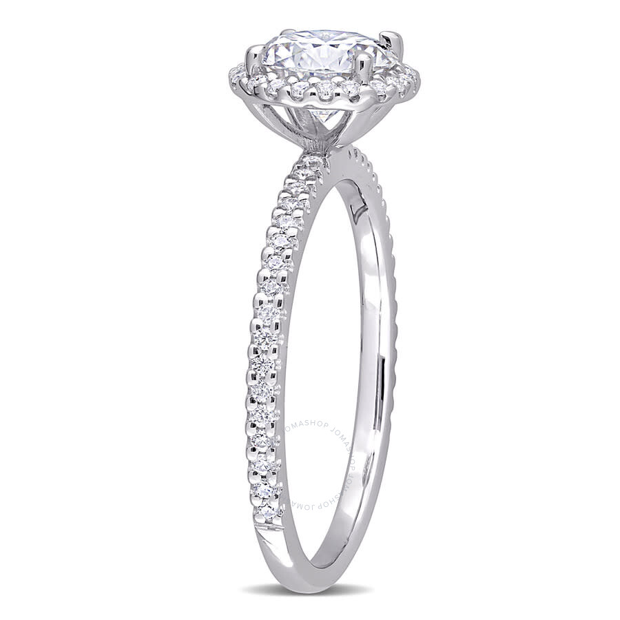Amour 1 1/4 Ct Dew Created Moissanite Halo Ring In Sterling Silver In White
