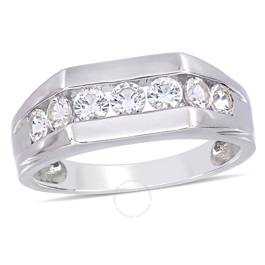 Shop Amour Men's Channel Set Created White Sapphire Ring In Sterling Silver