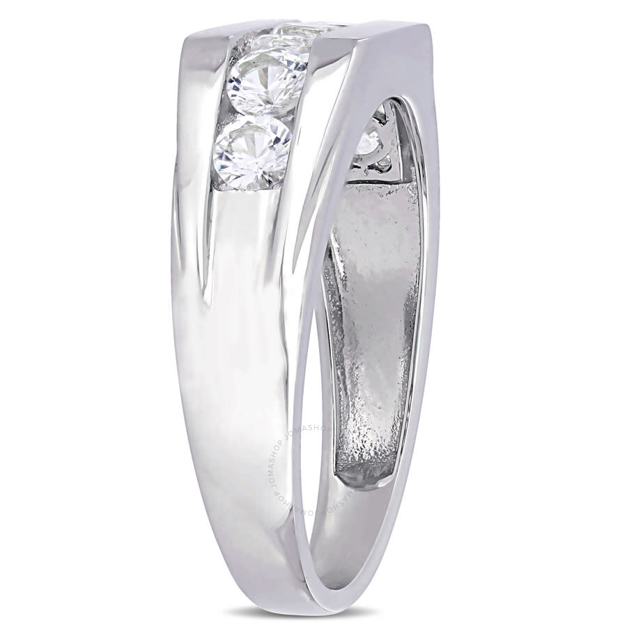 Shop Amour Men's Channel Set Created White Sapphire Ring In Sterling Silver