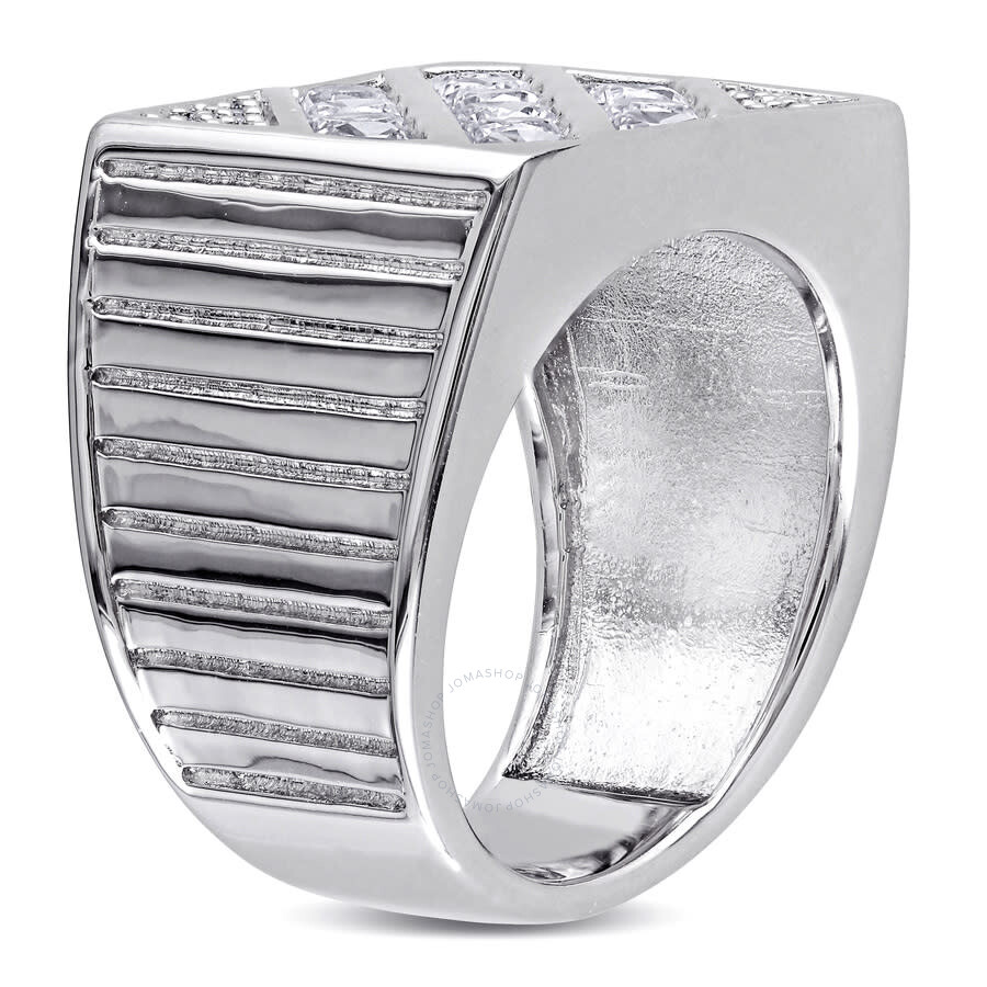 Shop Amour Men's Created White Sapphire Square Ring In Sterling Silver