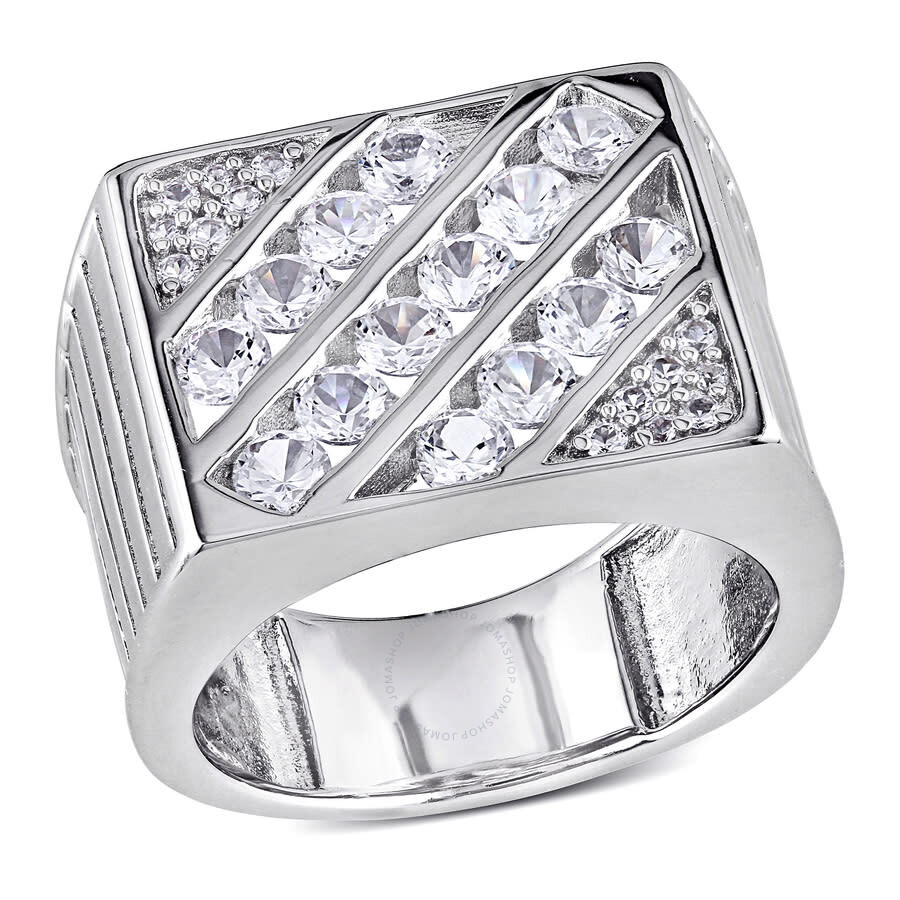 Shop Amour Men's Created White Sapphire Square Ring In Sterling Silver