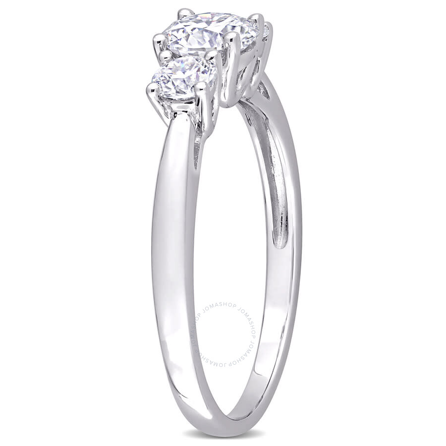 Amour 1 Ct Dew Created Moissanite 3-stone Engagement Ring In Sterling Silver In White