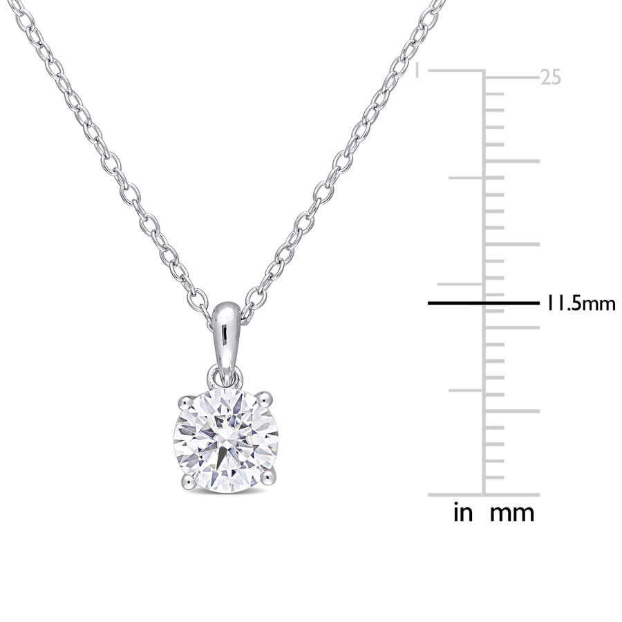 Amour 1 Ct Dew Created Moissanite Solitaire Pendant With Chain In Sterling Silver In White