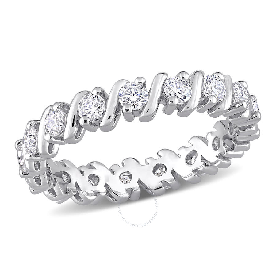 Amour 1 Ct Dew Created Moissanite Eternity Band In Sterling Silver In White